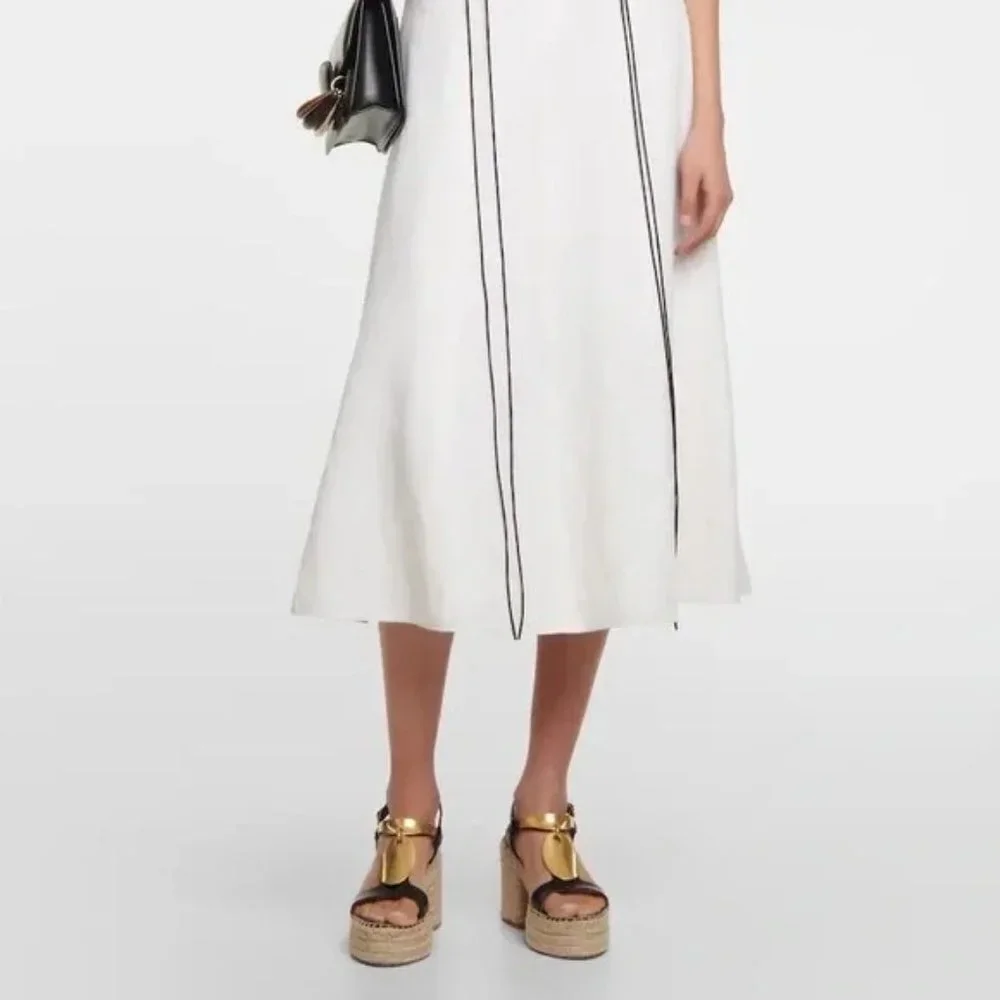 🌟 CHLOE Pema Black Leather Gold Medallion Espadrille Heeled Platform Sandals